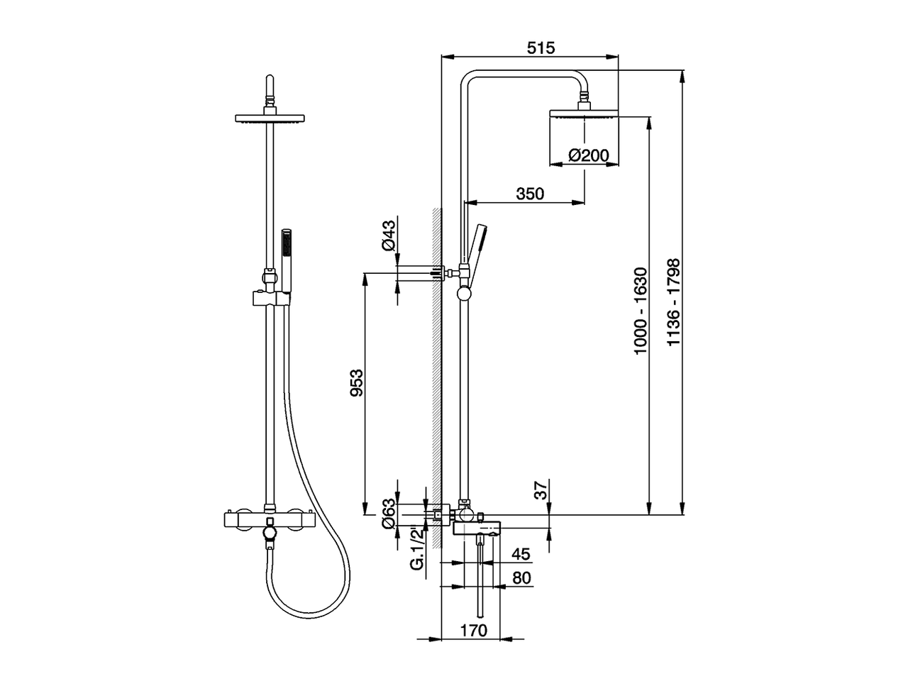 3-functions Thermostatic bath set SHOWER COLUMNS_CVC83010 - v1