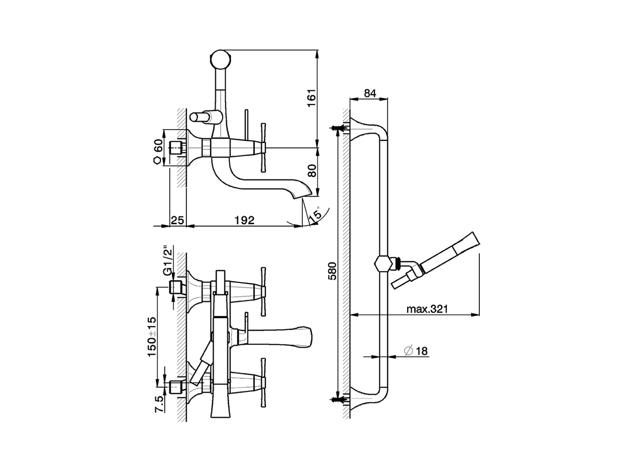 Bath mixer, with shower set CHERIE_CX000060 - v1