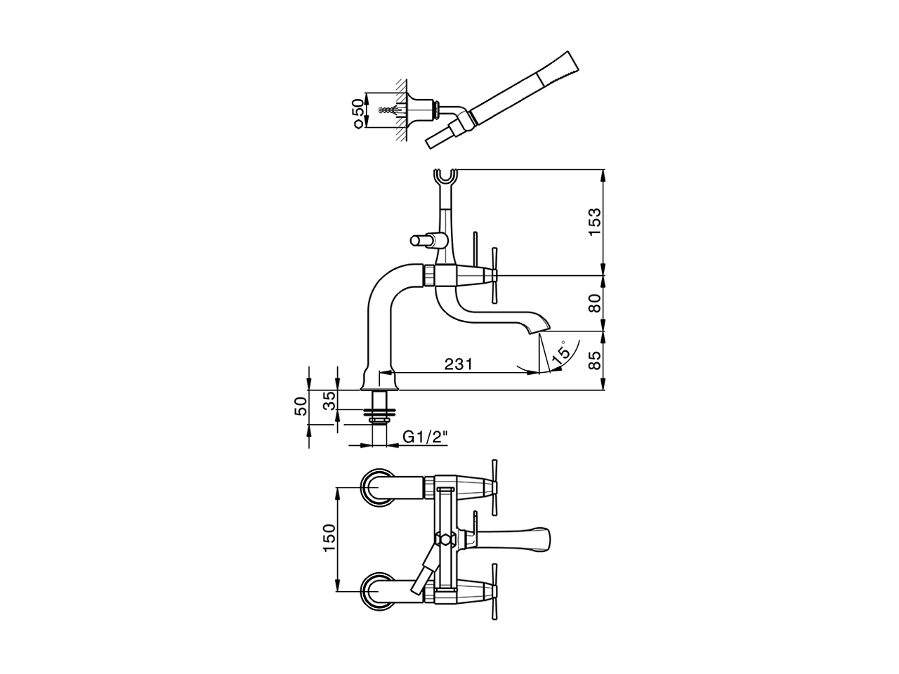 Bath mixer, with full equipment CHERIE_CX000090 - v1