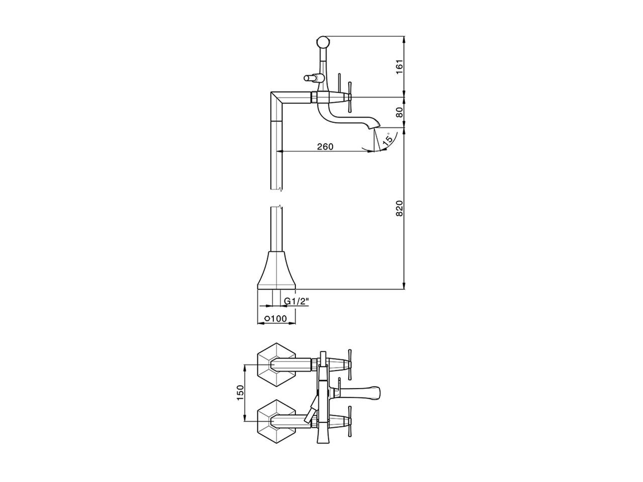 Bath mixer, with floor mount legs CHERIE_CX004200 - v1