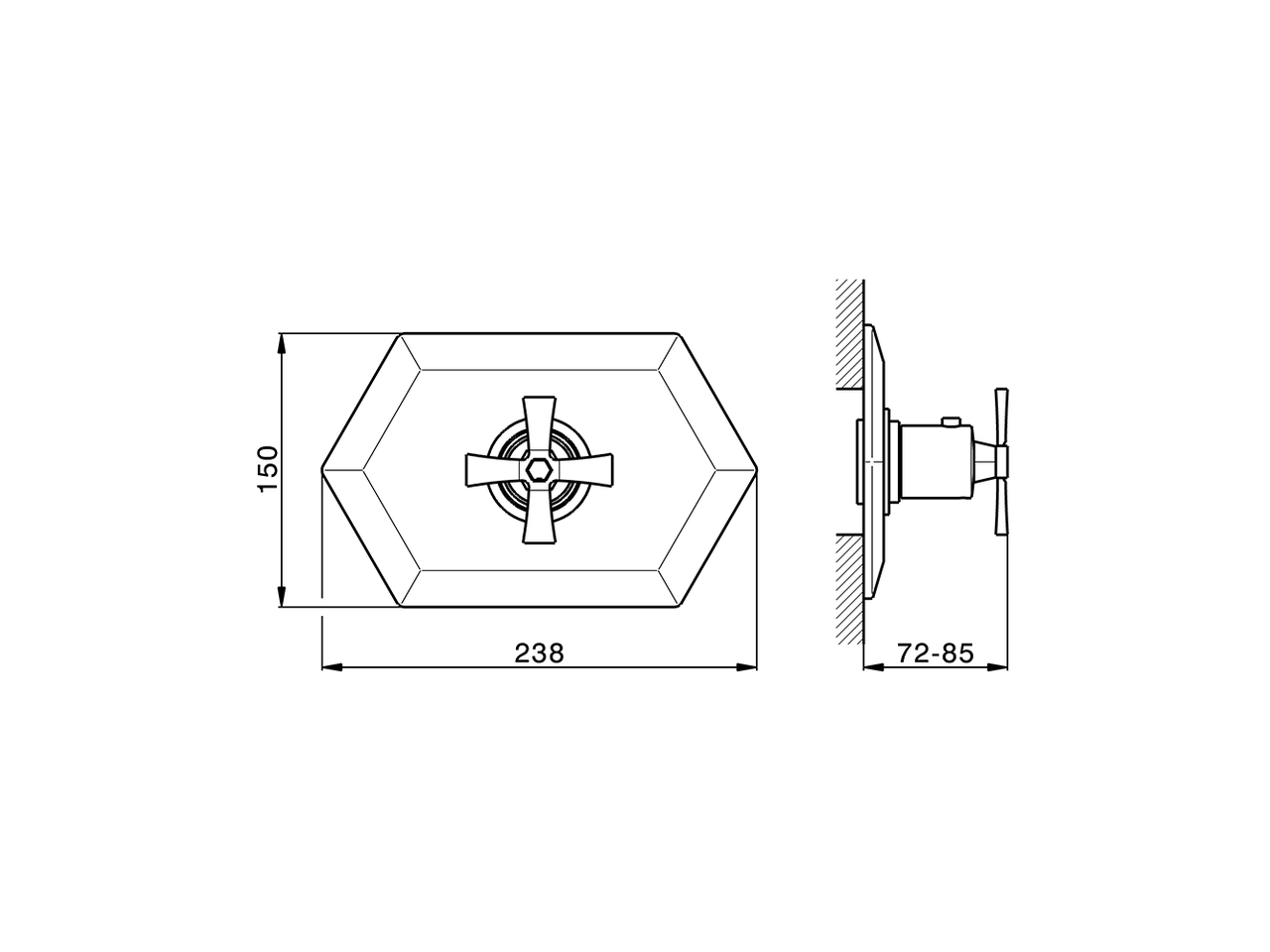 Exposed part for concealed thermo shower valve CHERIE_CX007200 - v1