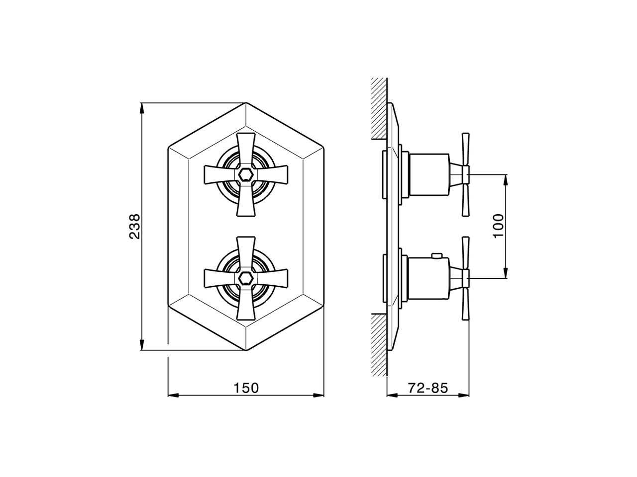 Exposed part for con.thermo.shower mixer, 3-outlet CHERIE_CX019200 - v1