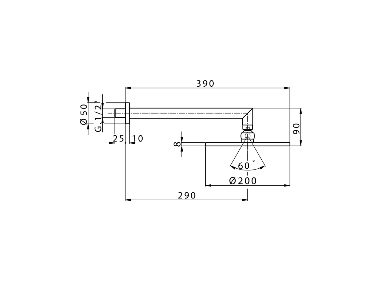 Shower arm with showerhead SHOWER_DS013190 - v1