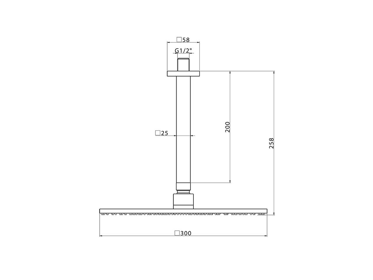 Ceiling shower arm with showerhead WELLNESS_DS013740 - v1