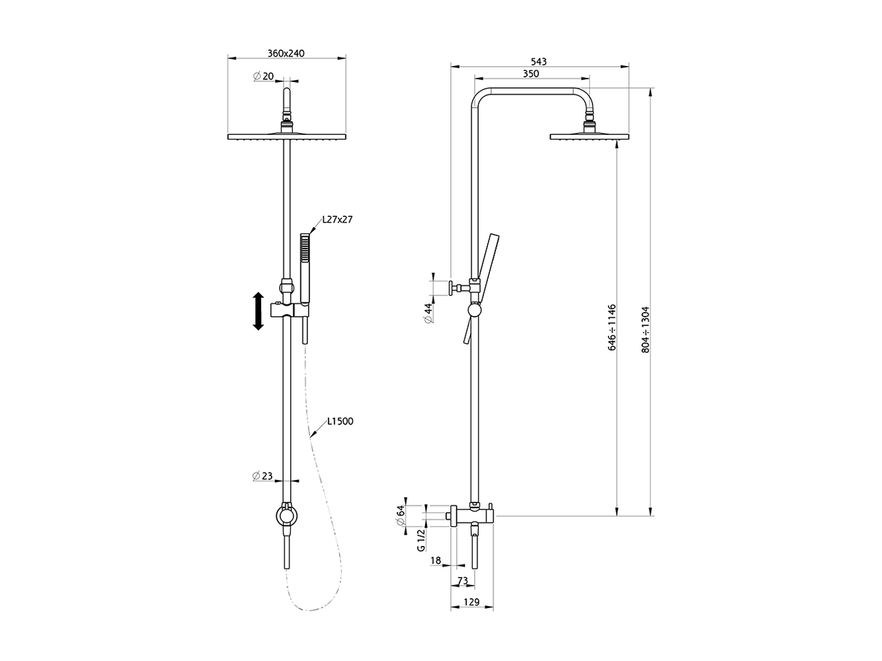 CombiShower with Diverter SHOWER COLUMNS_DSV82010 - v1