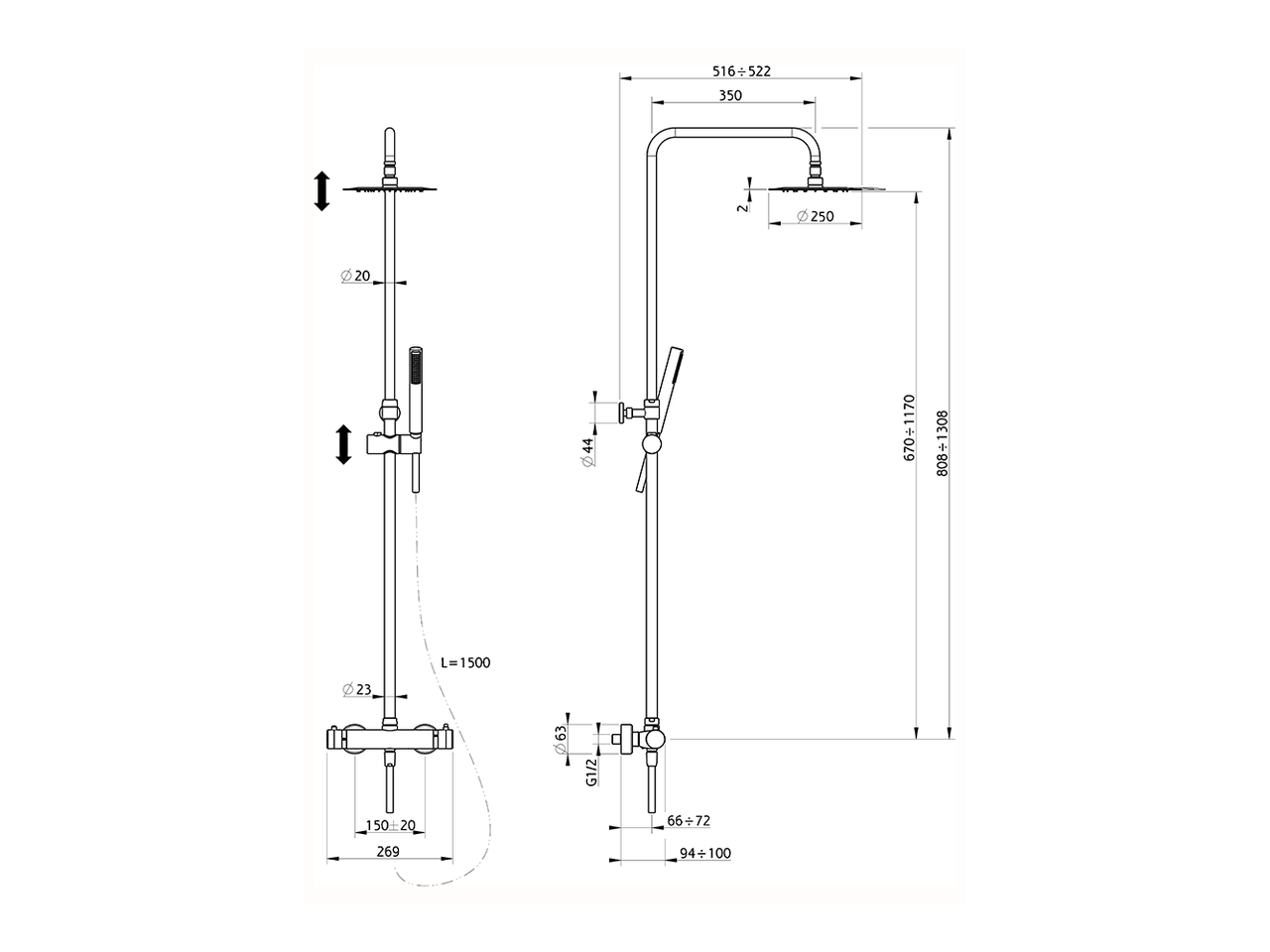 2-functions Thermostatic shower set SHOWER COLUMNS_EAC82080 - v1