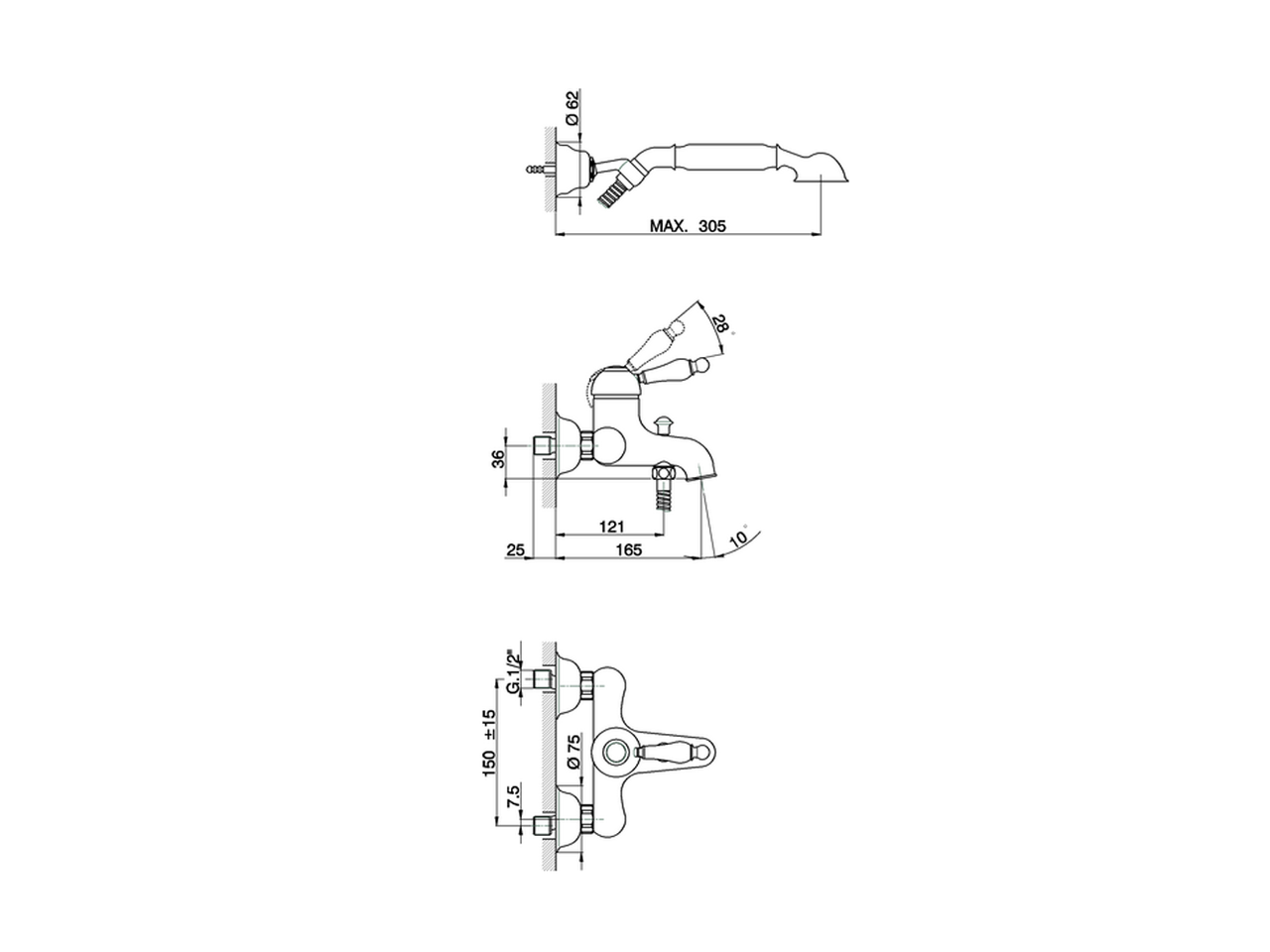 Single lever bath mixer, with shower set ARCANA EMPRESS_EM000120 - v1
