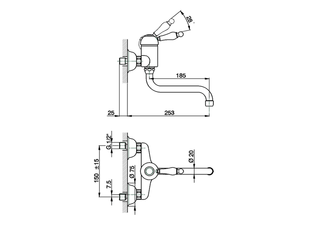 Exposed single lever sink mixer ARCANA EMPRESS_EM000400 - v1