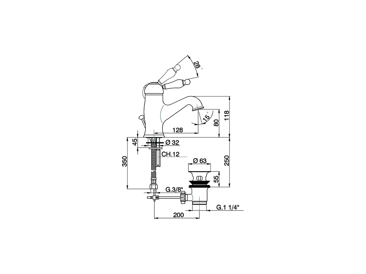 Single lever washbasin mixer ARCANA EMPRESS_EM000510 - v1