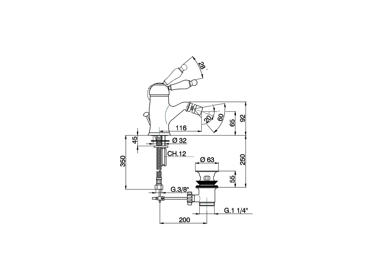 Single lever bidet mixer ARCANA EMPRESS_EM000550 - v1