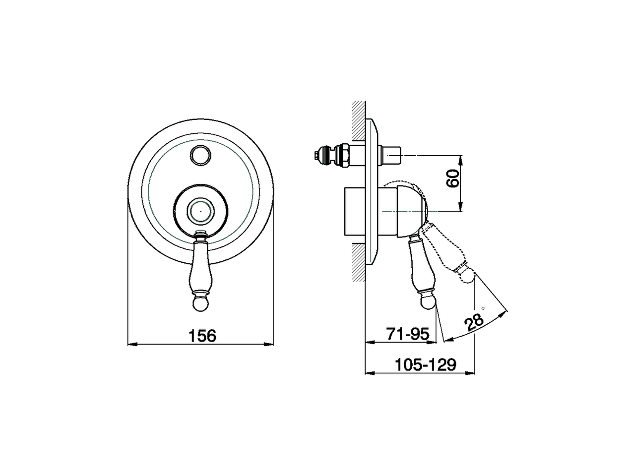 Exposed part for concealed S.L.bath-shower valve ARCANA EMPRESS_EM002100 - v1