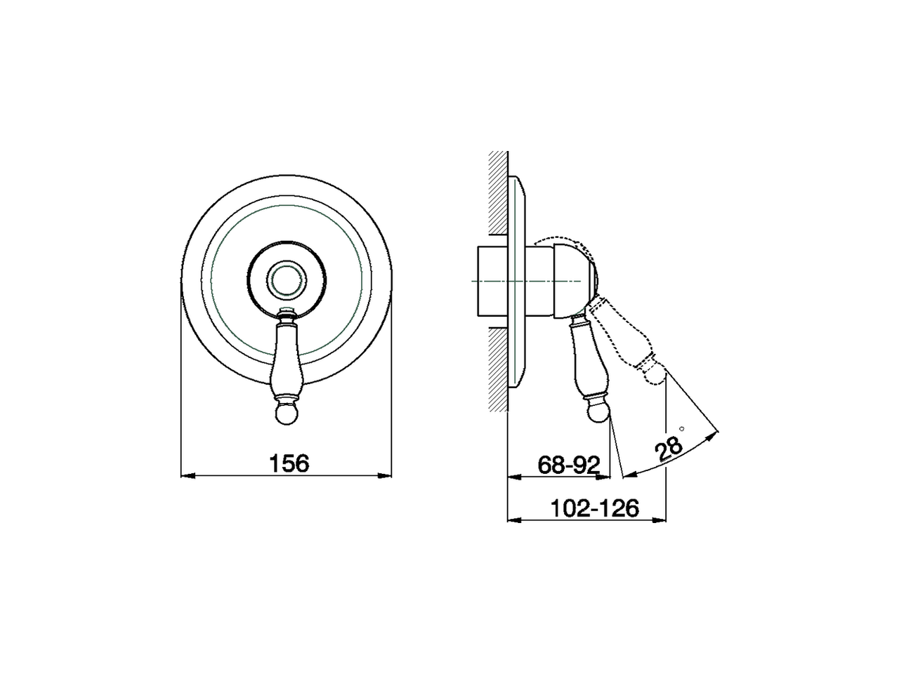 Exposed part for concealed S.L. shower valve ARCANA EMPRESS_EM003000 - v1
