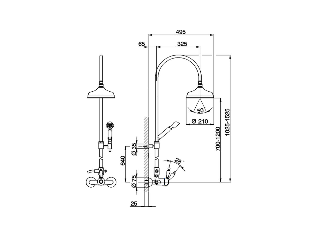 2-functions Single lever shower set ARCANA EMPRESS_EM004050 - v1