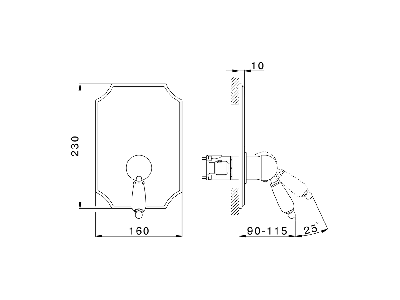 Exposed part for Single Lever One Box Valve ARCANA EMPRESS_EM0BM010 - v1