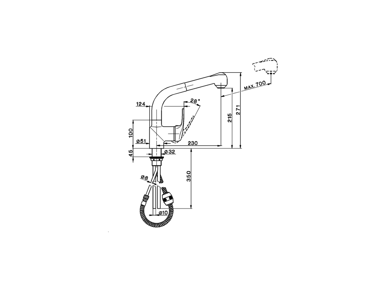 Single lever sink mixer with extrac.shower KITCHEN_EU000570 - v1
