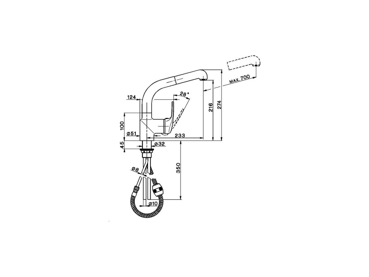Single lever sink mixer with extrac.shower KITCHEN_EU001570 - v1