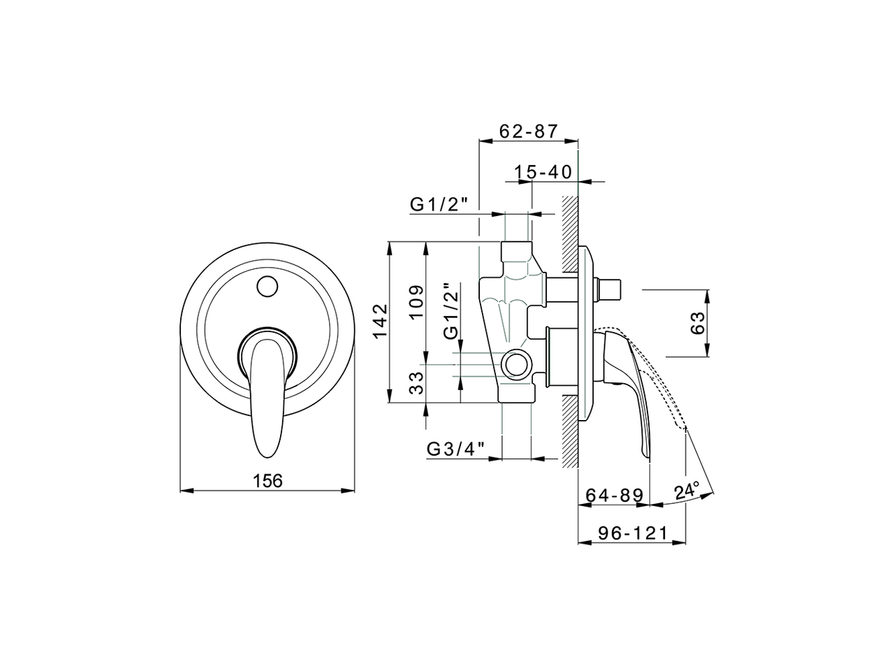 Concealed single lever bath-shower valve FLASH_FL000210 - v1