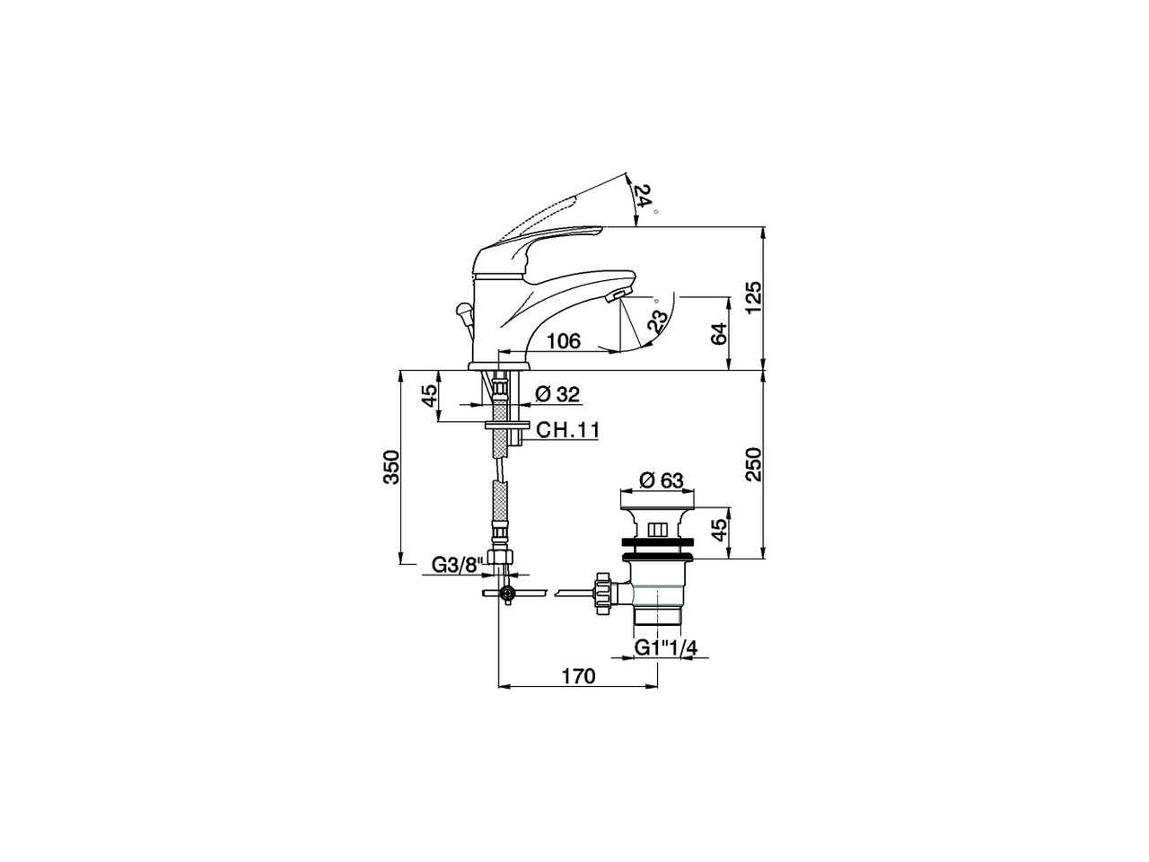 Single lever washbasin mixer FLASH_FL000512 - v1