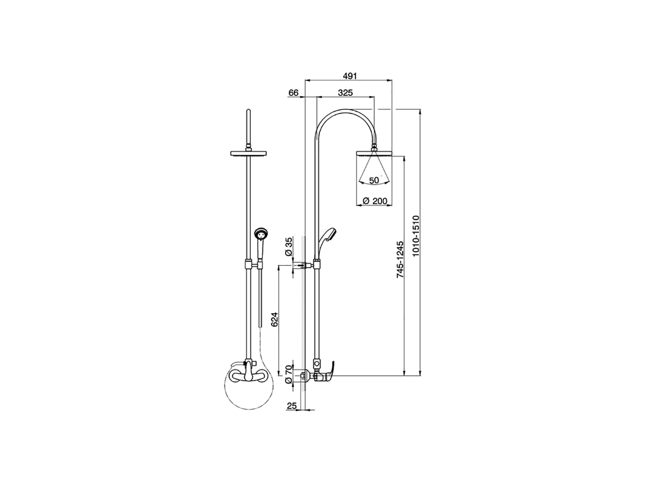 2-functions Single lever shower set SHOWER COLUMNS_FL004050 - v1