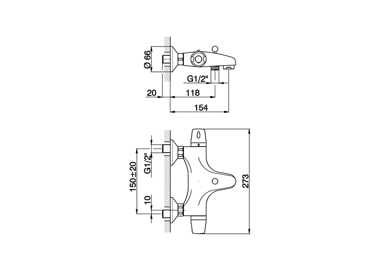Thermostatic bath mixer FLASH_FLT25010 - v1