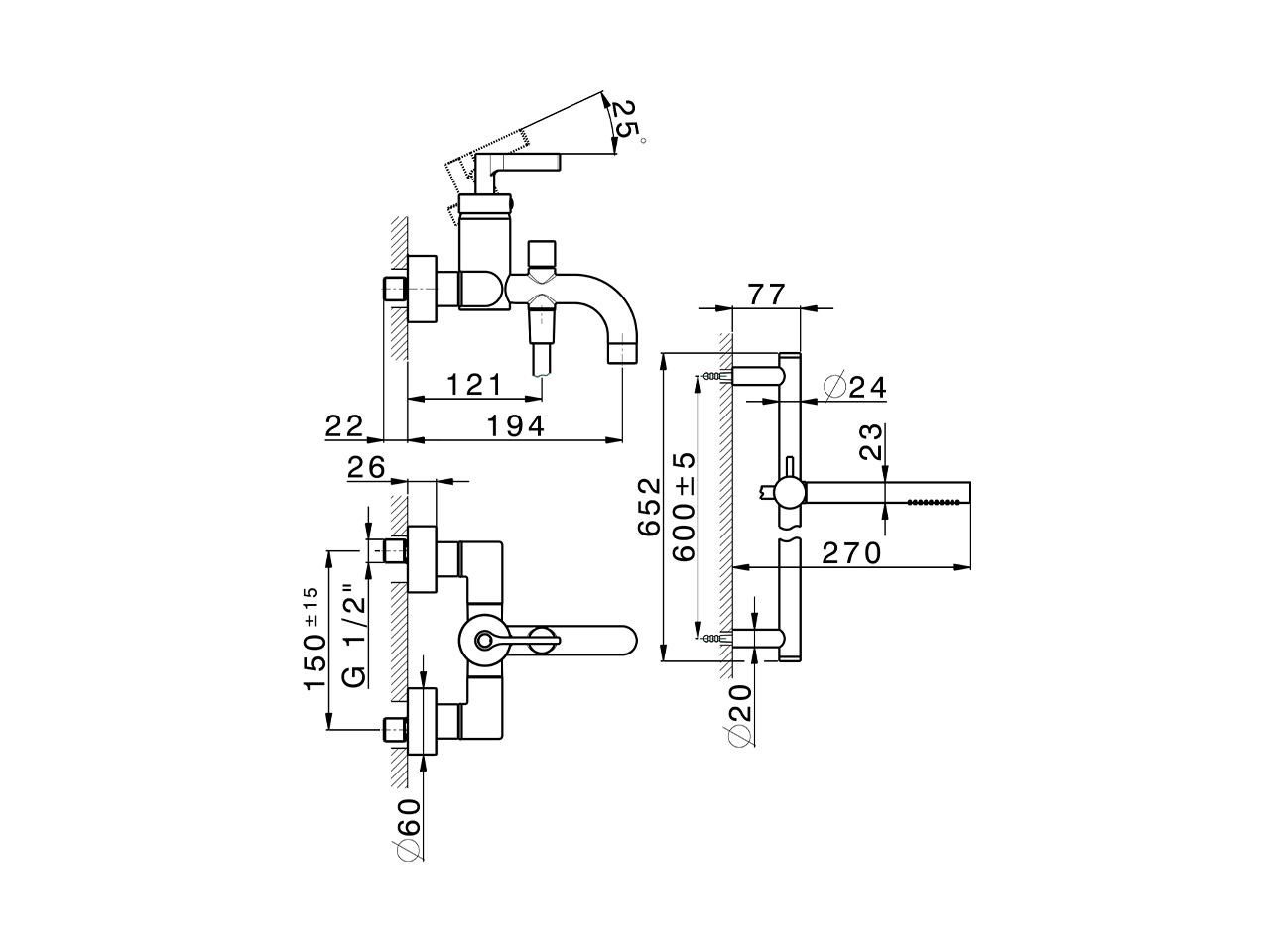 Single lever bath mixer, with shower set GRACE_GC000060 - v1