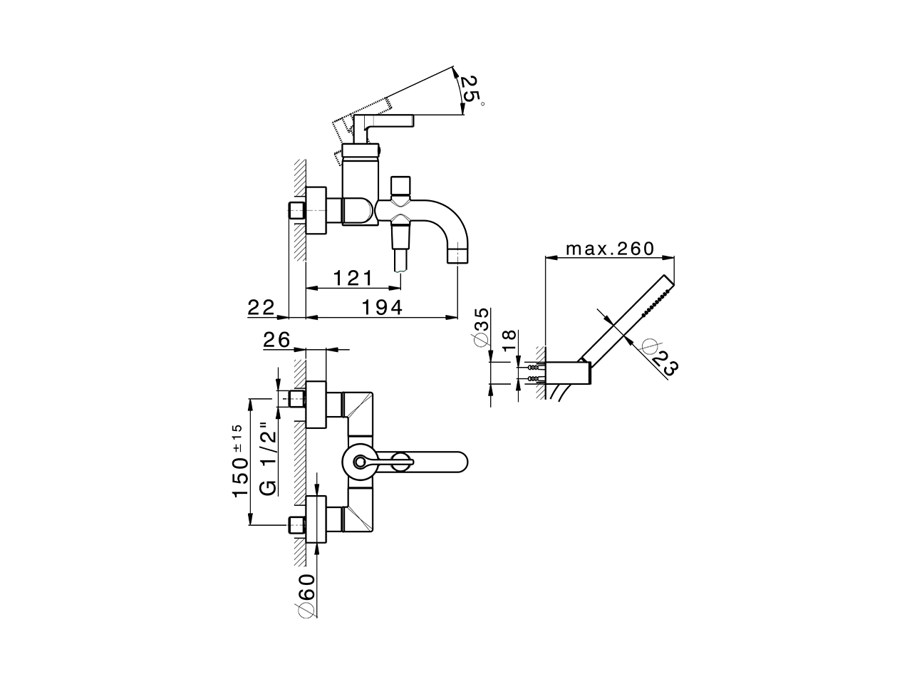 Single lever bath mixer, with shower set GRACE_GC000120 - v1
