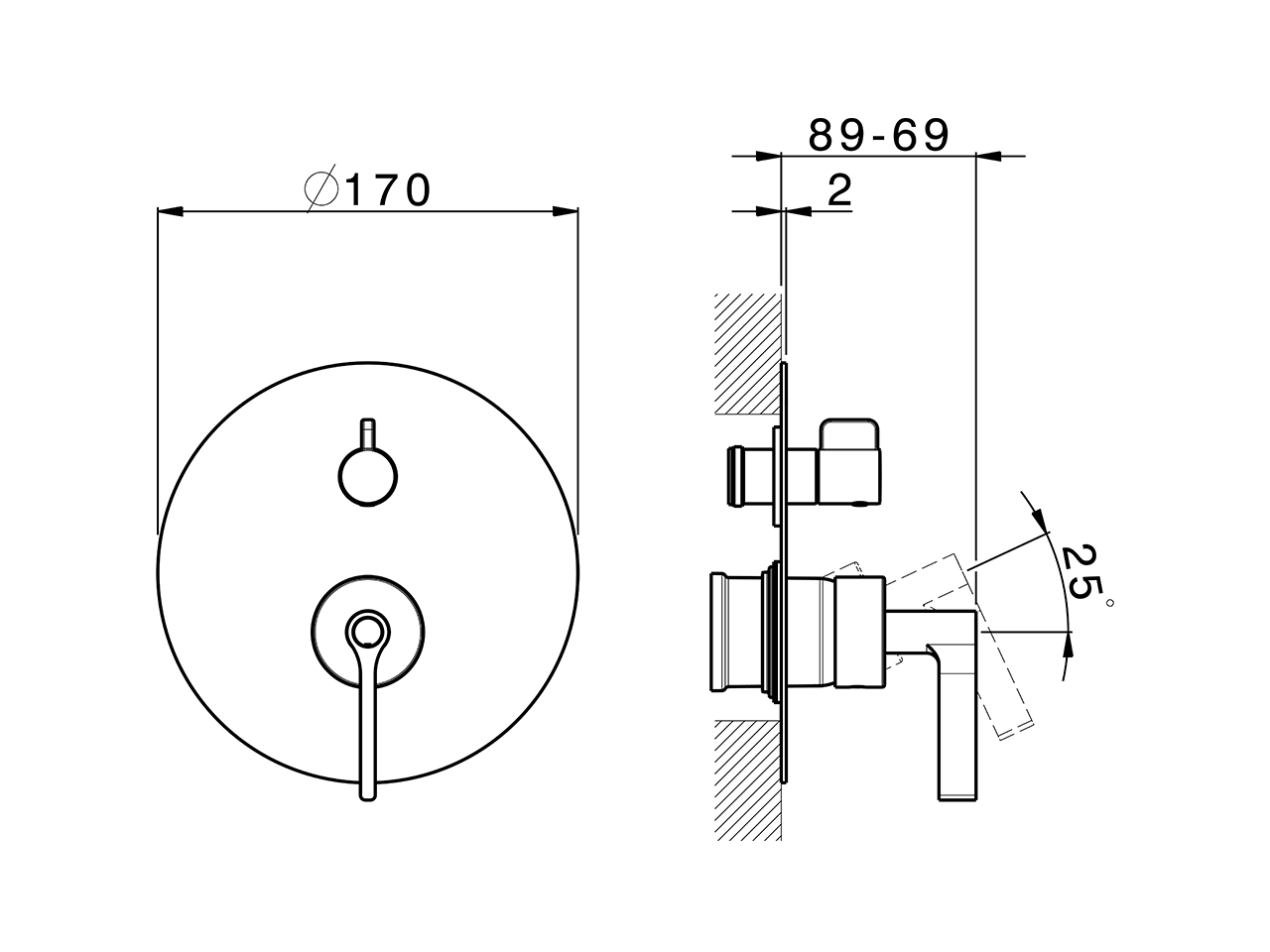 Exposed part for concealed S.L.bath-shower valve GRACE_GC002300 - v1