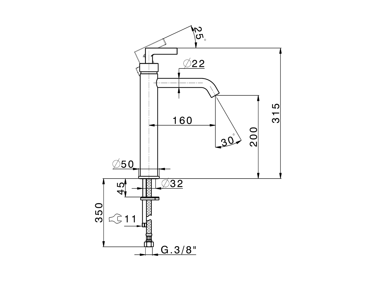 Single lever tall washbasin mixer GRACE_GC003540 - v1