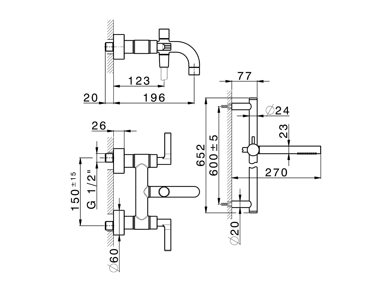 Bath mixer, with full equipment GRACE_GL000060 - v1