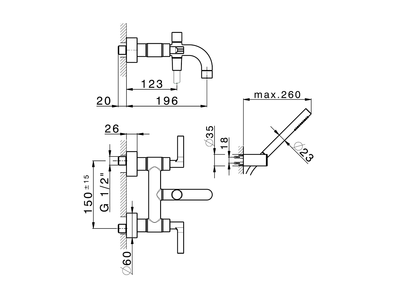Bath mixer, with full equipment GRACE_GL000120 - v1