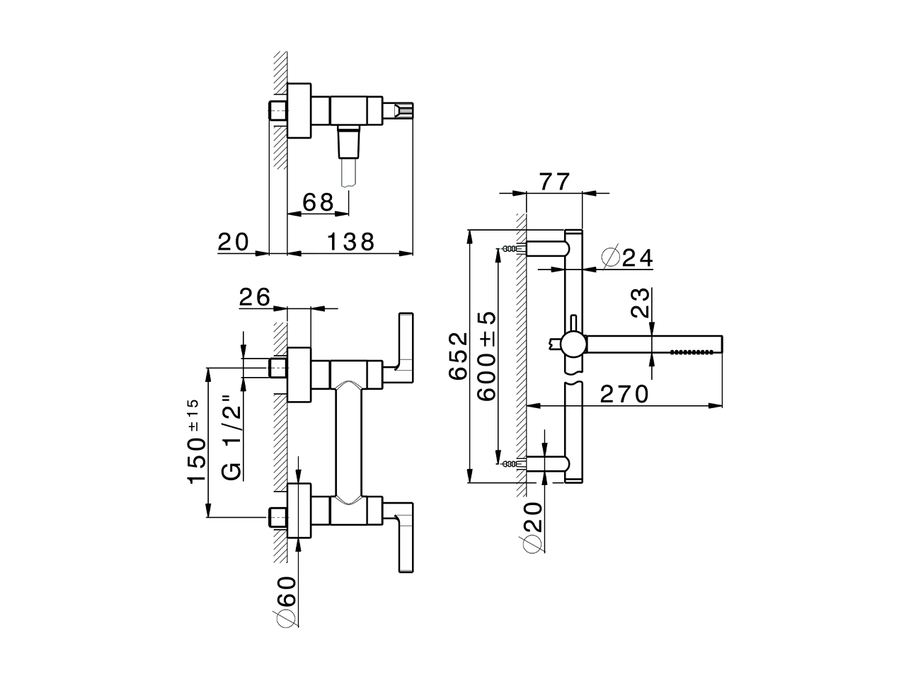 Shower mixer, full equipment GRACE_GL000460 - v1