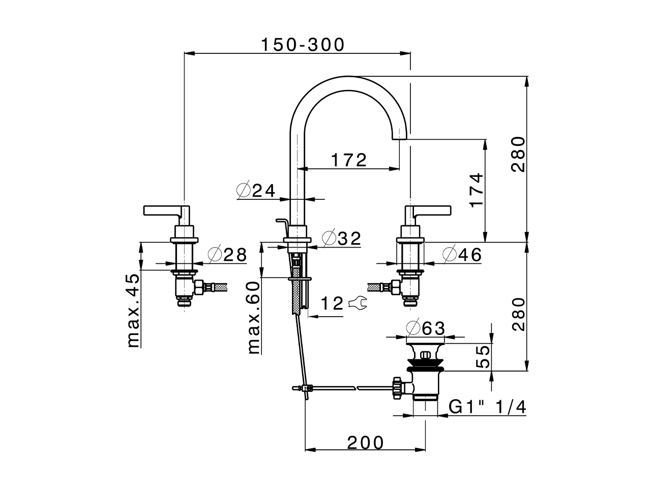 3 hole washbasin mixer GRACE_GL001060 - v1