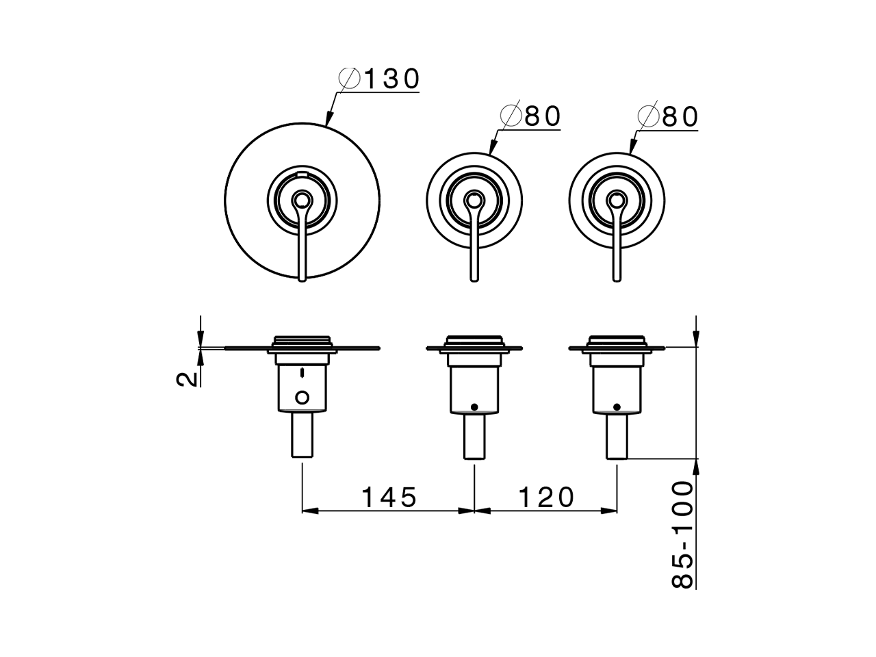 Cover Part for 2 Function Concealed Thermo Valve WELLNESS_GL00R200 - v1