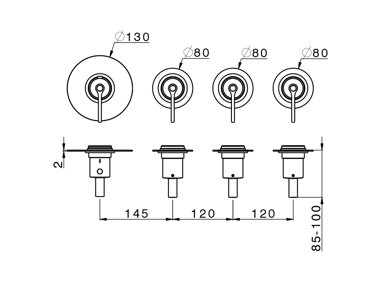 Cover Part for 3 Function Concealed Thermo Valve WELLNESS_GL00R300 - v1
