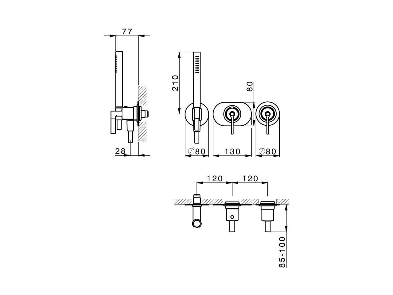 Exposed part for con.thermo.shower valve, 2-outlet GRACE_GL019641 - v1