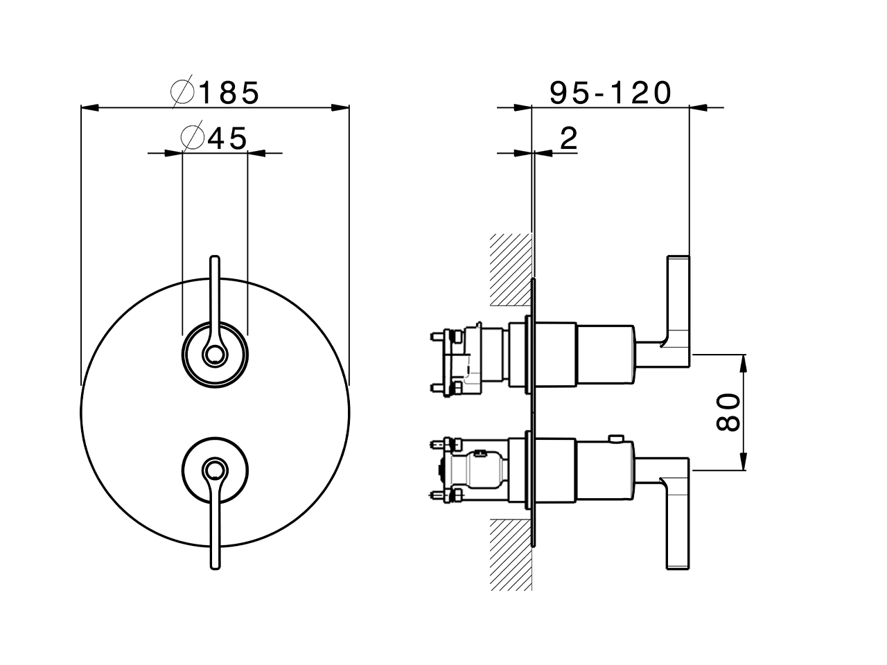 Exposed part for Thermostatic One Box Valve ONE BOX_GL0BT030 - v1