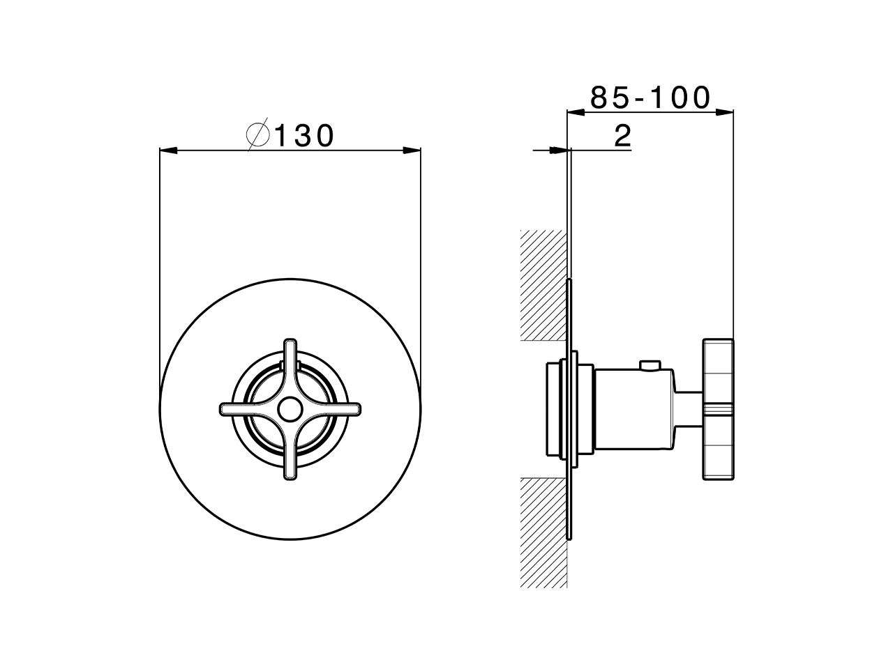 Exposed part for concealed thermo shower valve GRACE_GS007200 - v1