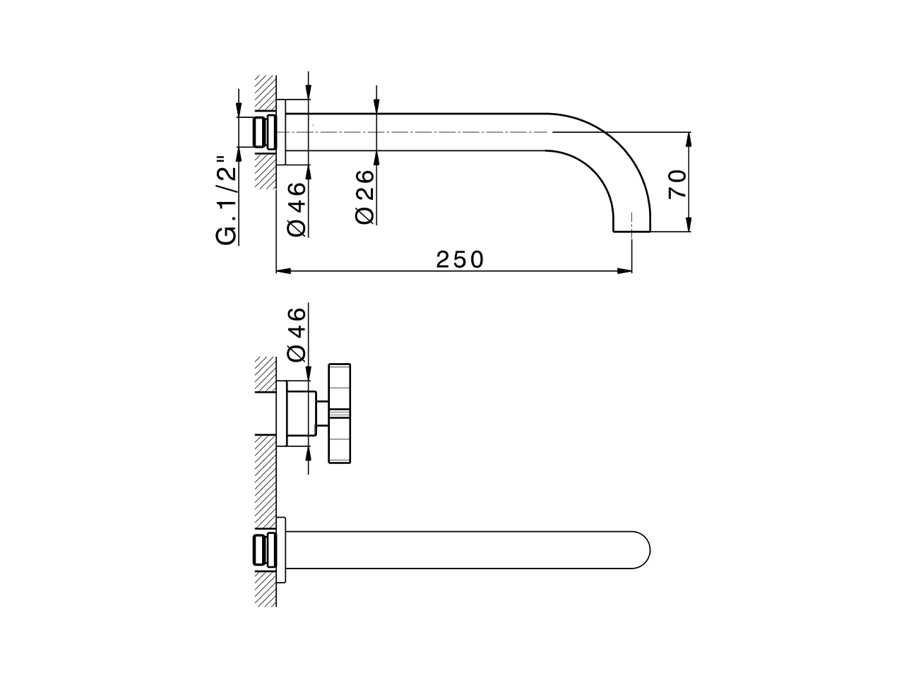 Exposed part for concealed washbasin mixer GRACE_GS013511 - v1