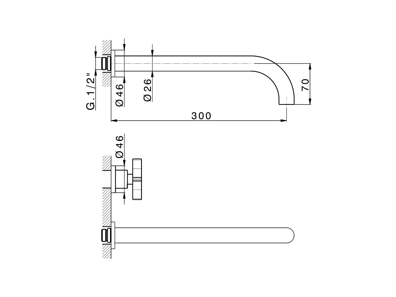 Exposed part for concealed washbasin mixer GRACE_GS013512 - v1