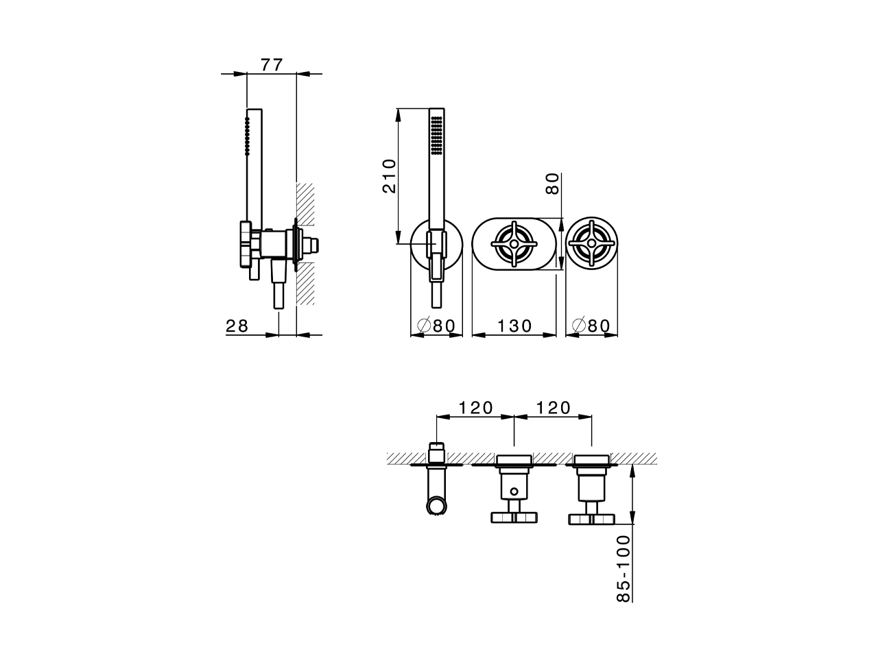 Exposed part for con.thermo.shower valve, 2-outlet GRACE_GS019641 - v1