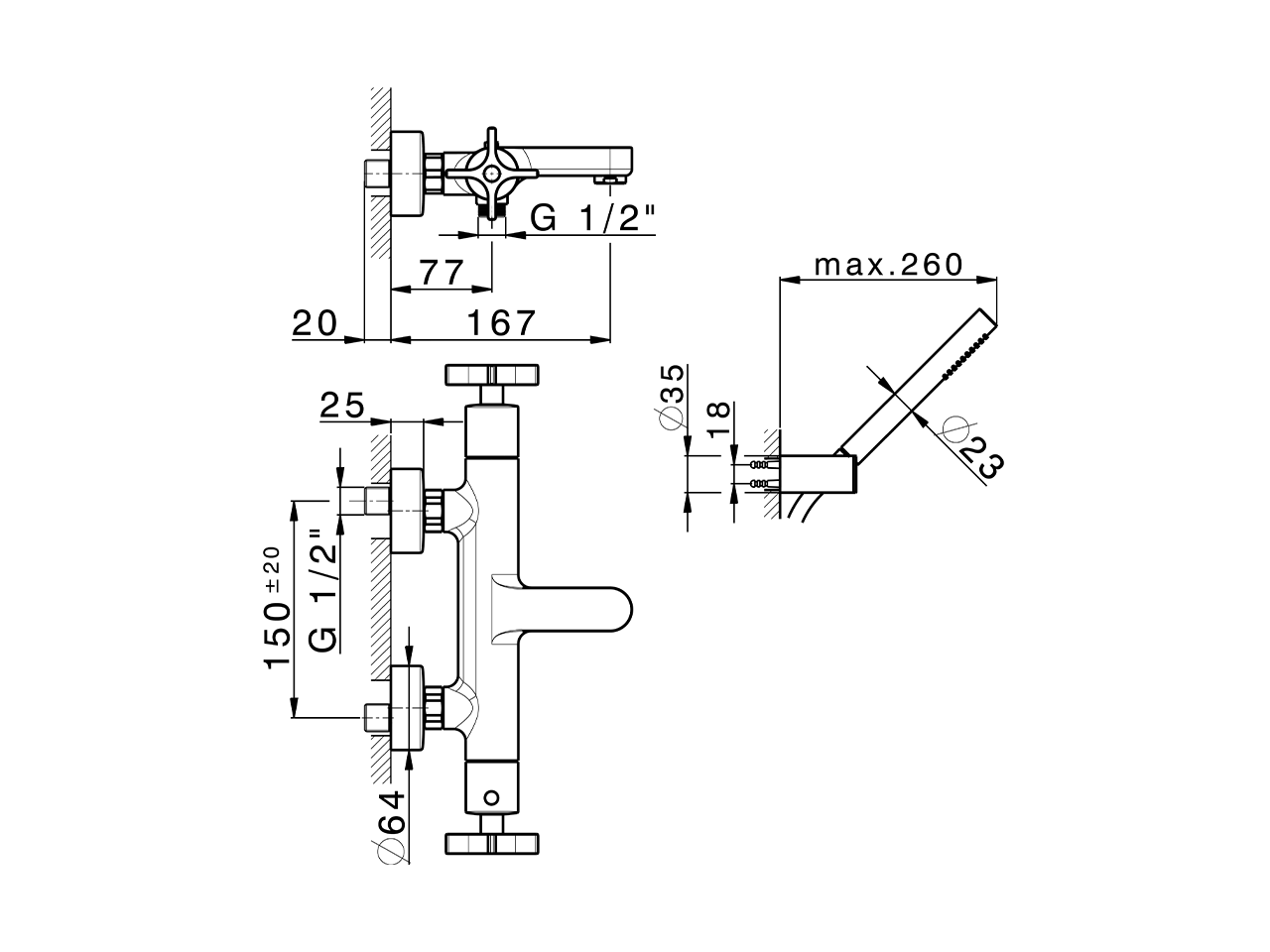 Thermostatic bath mixer, with shower set GRACE_GSD21016 - v1