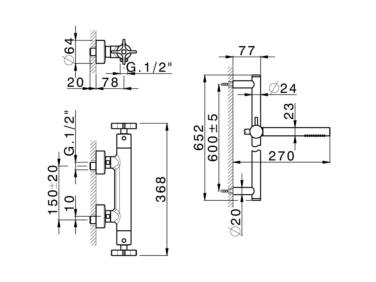 Thermostatic shower mixer with sliding bar GRACE_GSS01010 - v1