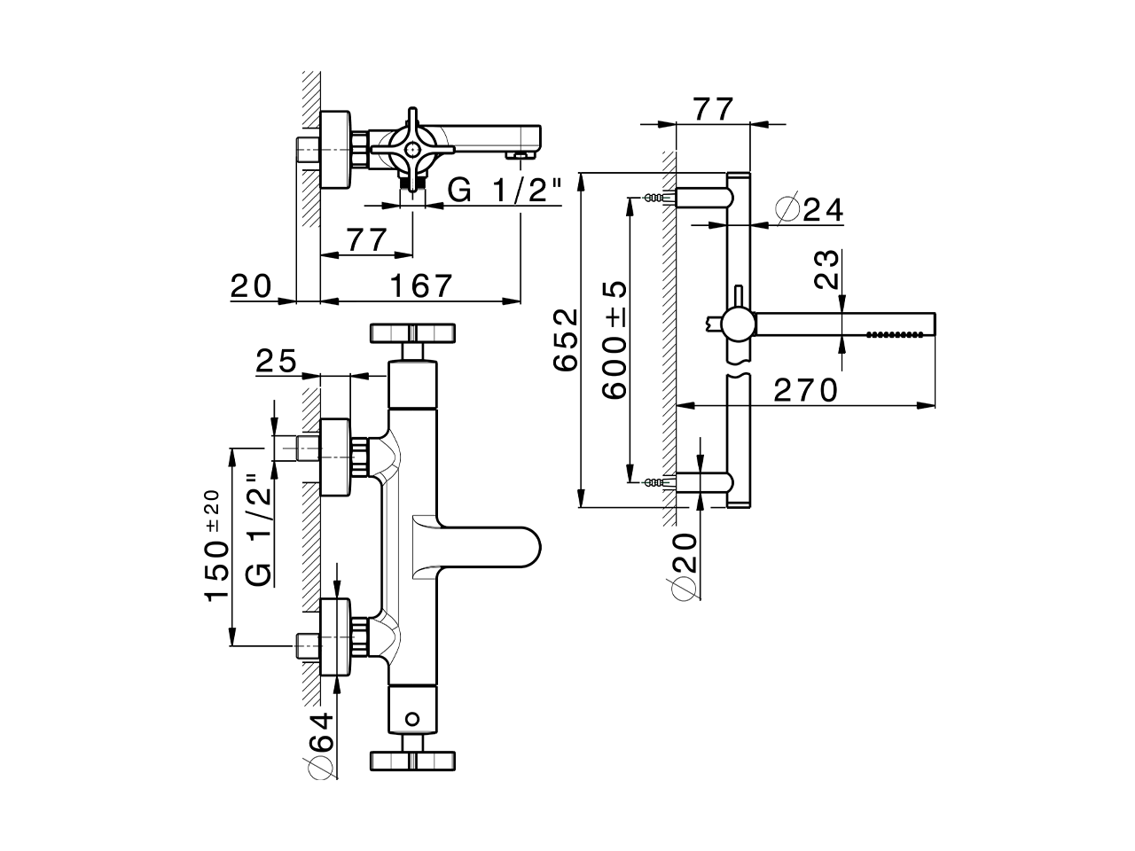 Thermostatic bath-shower mixer with sliding bar GRACE_GSS21016 - v1