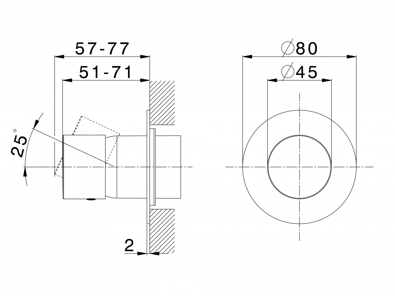 Expo. part for concealed S.L. shower valve PURA SINCRONIA_I1003000 - v1