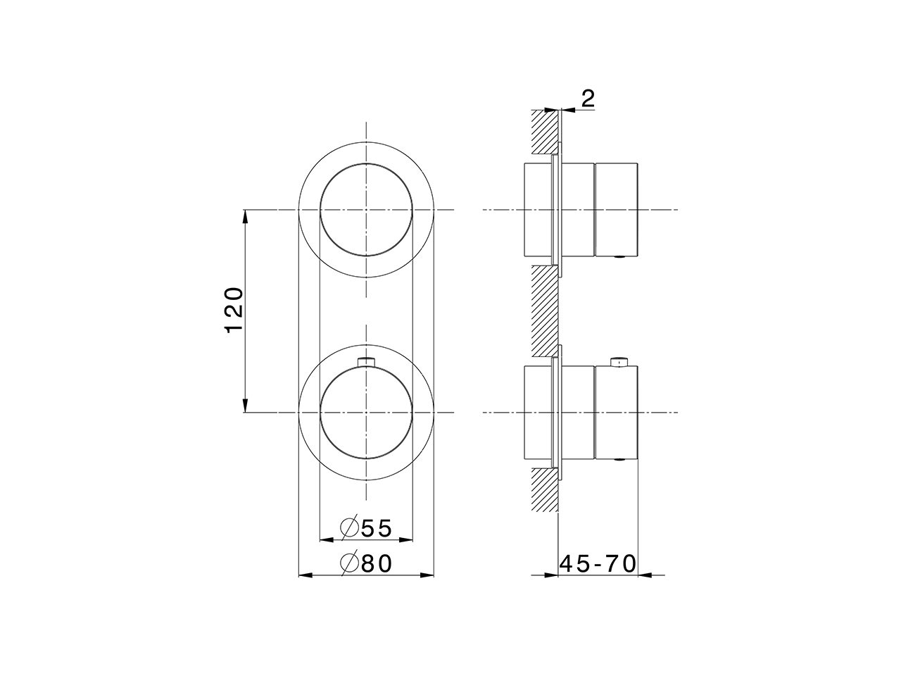 Expo. part for concealed thermo shower valve PURA SINCRONIA_I10G2200 - v1