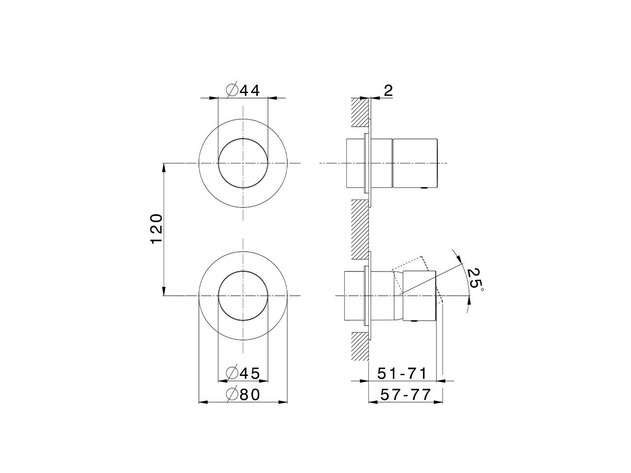 Expo. part for concealed S.L. shower valve PURA SINCRONIA_I10G7200 - v1