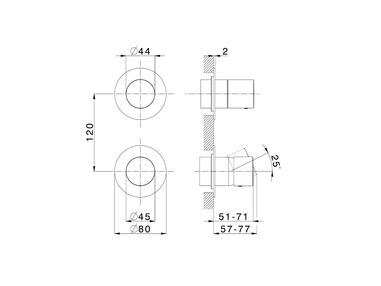 Expo. part for concealed S.L. shower valve PURA SINCRONIA_I10G7300 - v1
