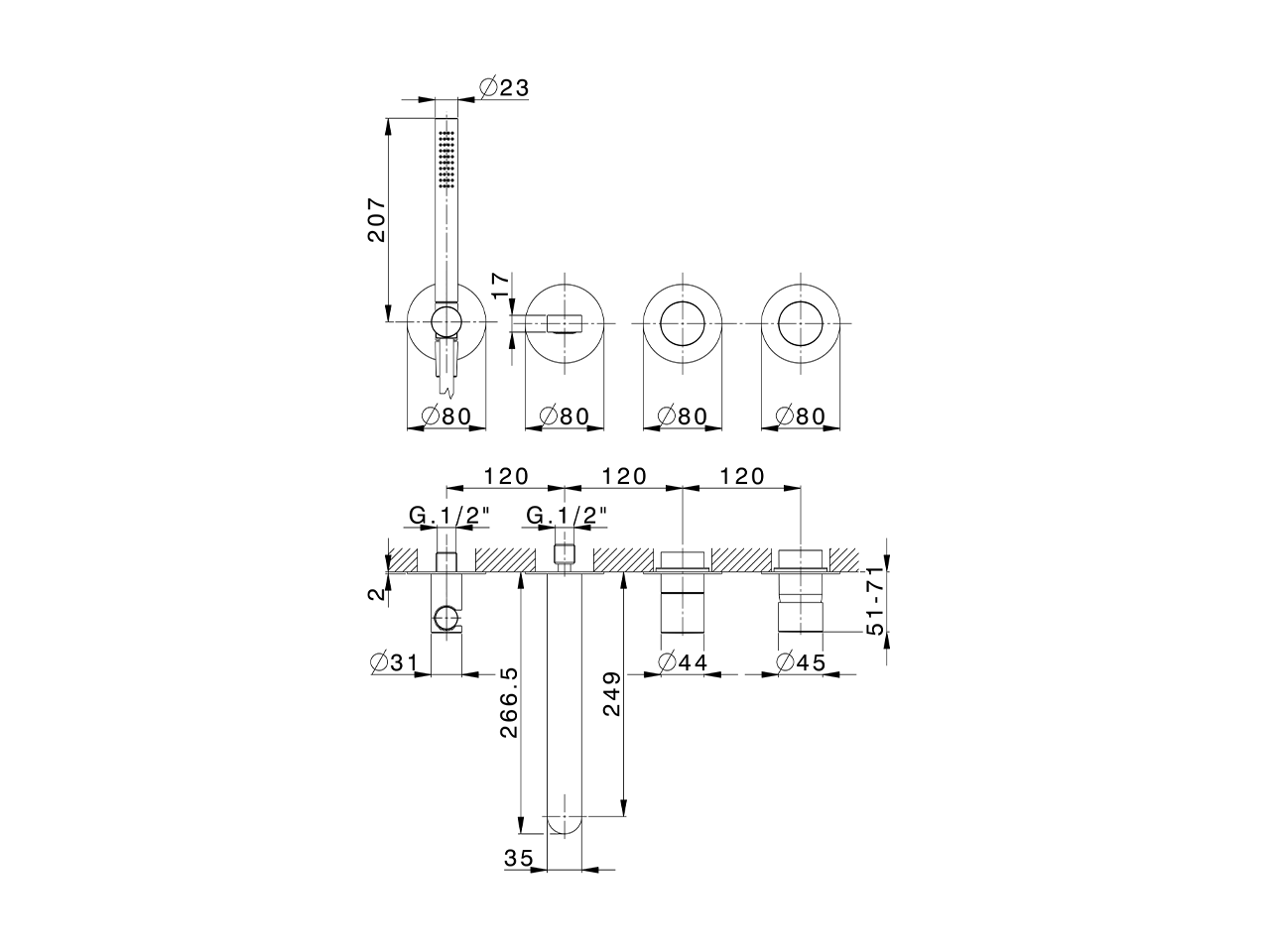Expo. part for concealed S.L. bath mixer PURA SINCRONIA_I10G8200 - v1