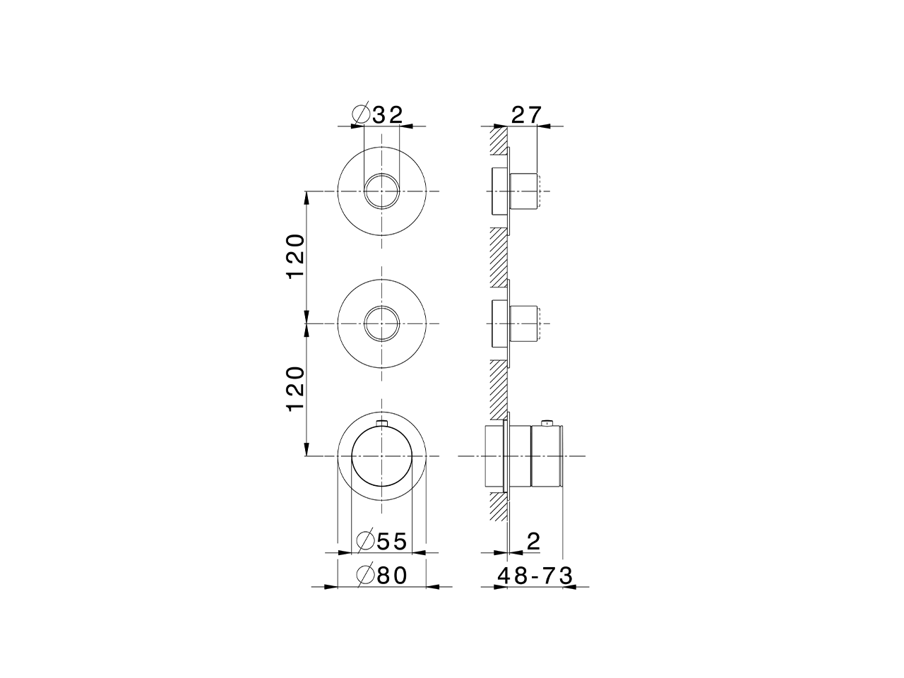 Cover Part for 2 Function Concealed Thermo Valve PURA SINCRONIA_I10KG010 - v1