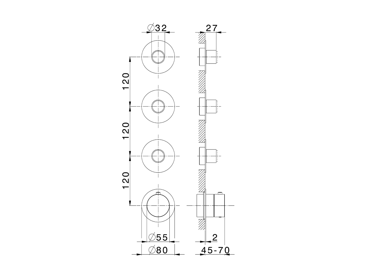 Cover Part for 3 Function Concealed Thermo Valve PURA SINCRONIA_I10KG020 - v1